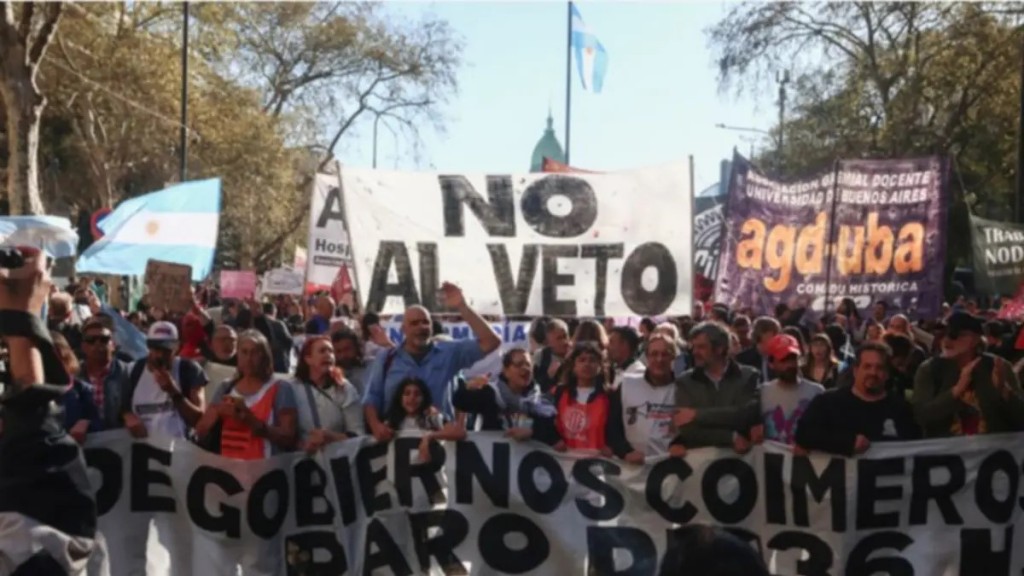 Médicos y docentes marcharon contra los vetos del Gobierno