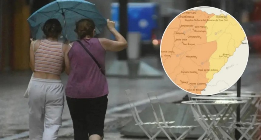 Rige una doble alerta por fuertes tormentas en Corrientes