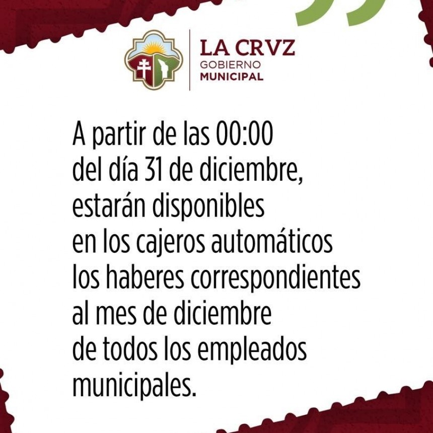 Cierre de año: Se confirmó el cronograma de haberes para el personal municipal